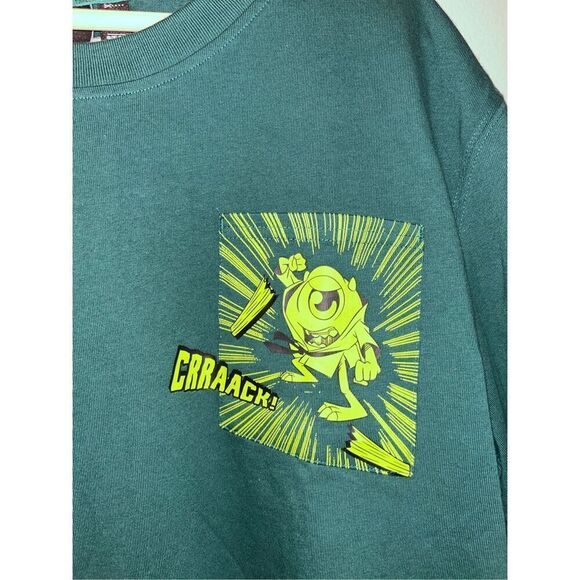 Adidas x Pixar HD9074 CRRAACK! Manga Tee Shirt Green Mens Medium Mike Wazowski - Picture 2 of 5